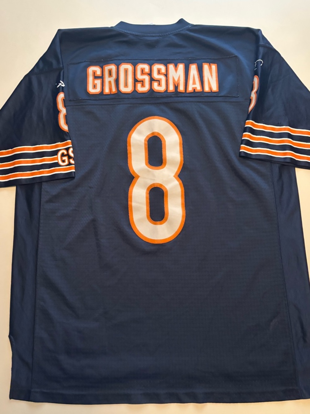 Navy Blue "Grossman" #8 Football Jersey with Orange Trim